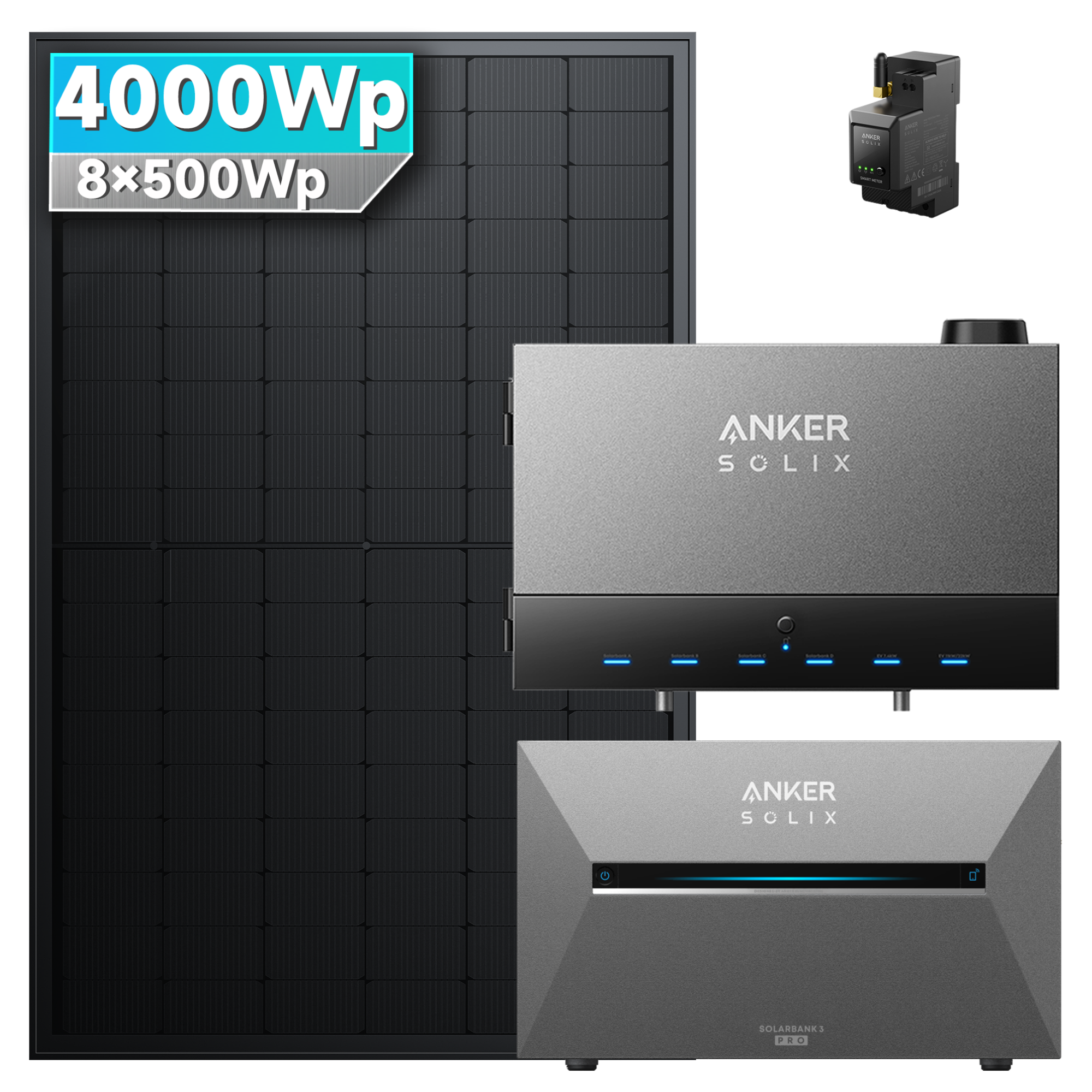 Anker SOLIX Power Dock mit Solarbank 3 E2700 Pro Balkonkraftwerk speicher mit 500W Solarmodul Set und 4000Wp