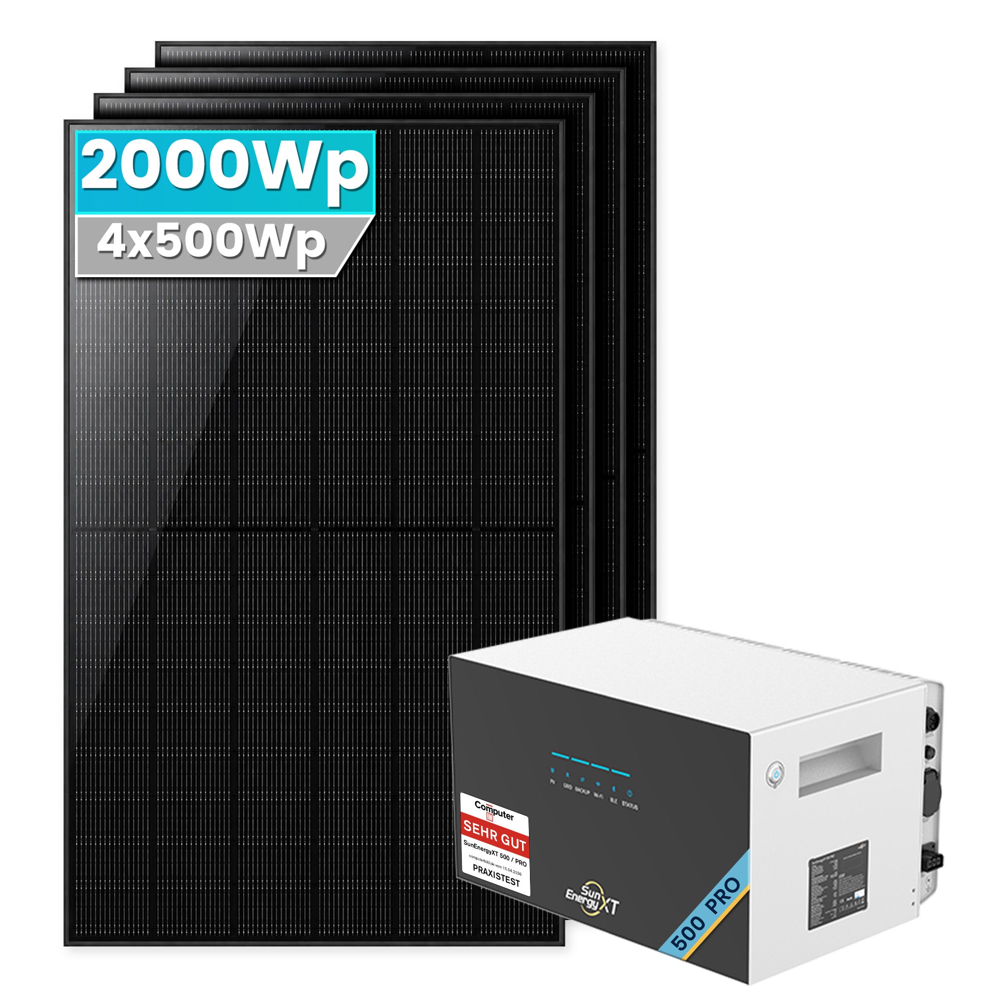 SunEnergyXT 500 Pro Balkonkraftwerk Speicher mit 500Wp Solarmodul Set