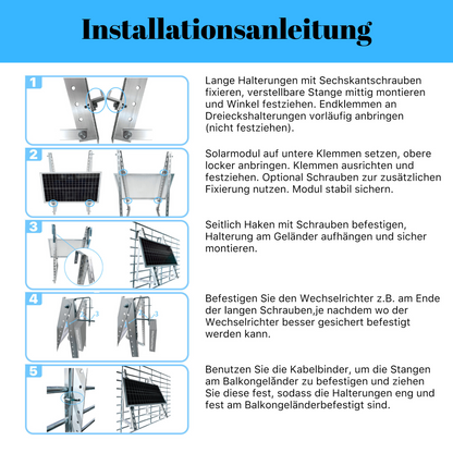 Neu Solarmodul Balkon Halterung für den Flachdach, Garten und Wand, Solarpanel Halterung, 0%MwSt