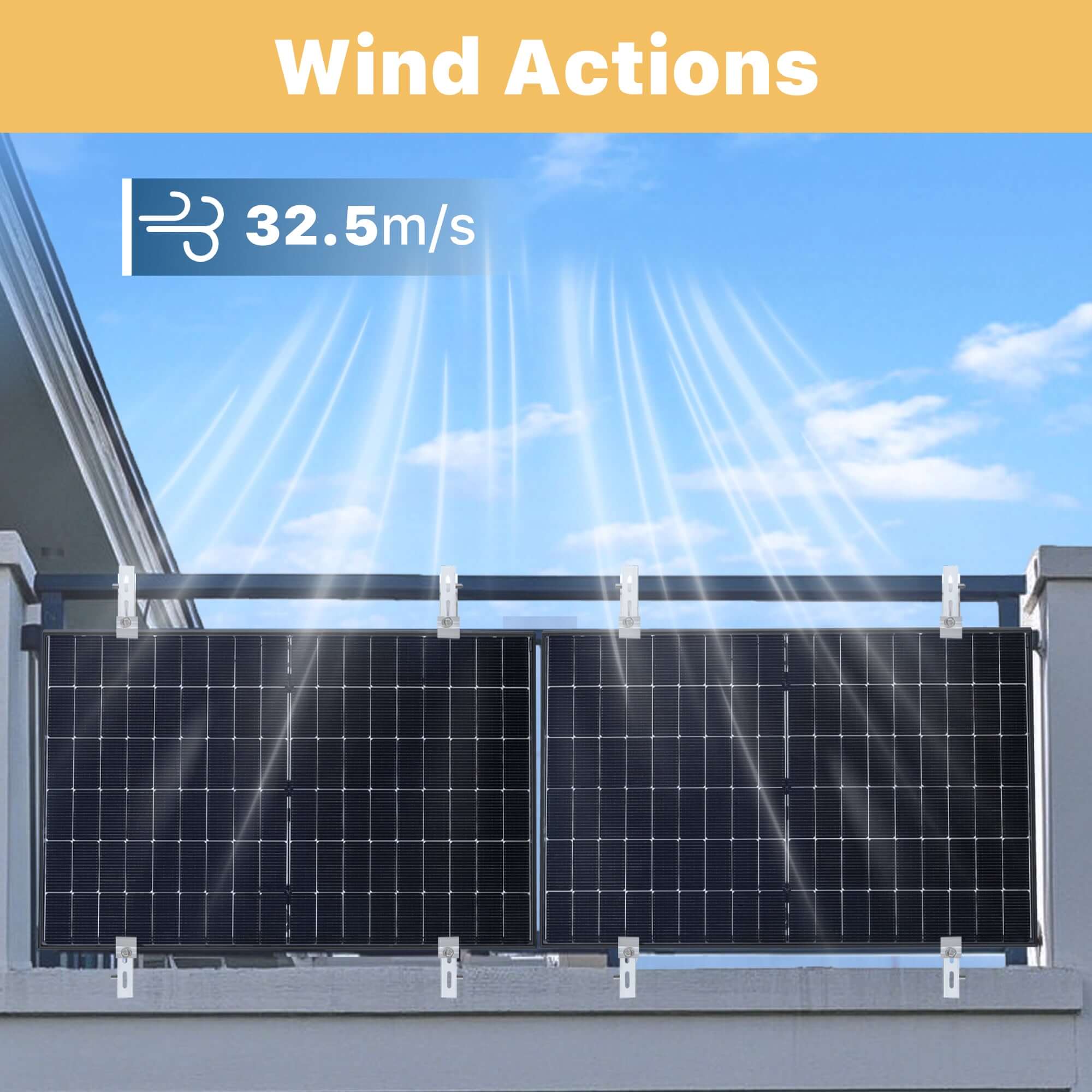 Neu Solarmodul Balkon Halterung für den Flachdach, Garten und Wand, Solarpanel Halterung, 0%MwSt bei Windgeschwindigkeit 32.5m/s.