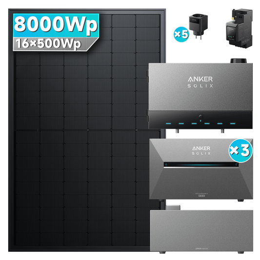 Anker SOLIX Power Dock mit Solarbank 3 E2700 Pro x 3 Balkonkraftwerk speicher mit 500W Solarmodul und MC4 Solarkabel Set