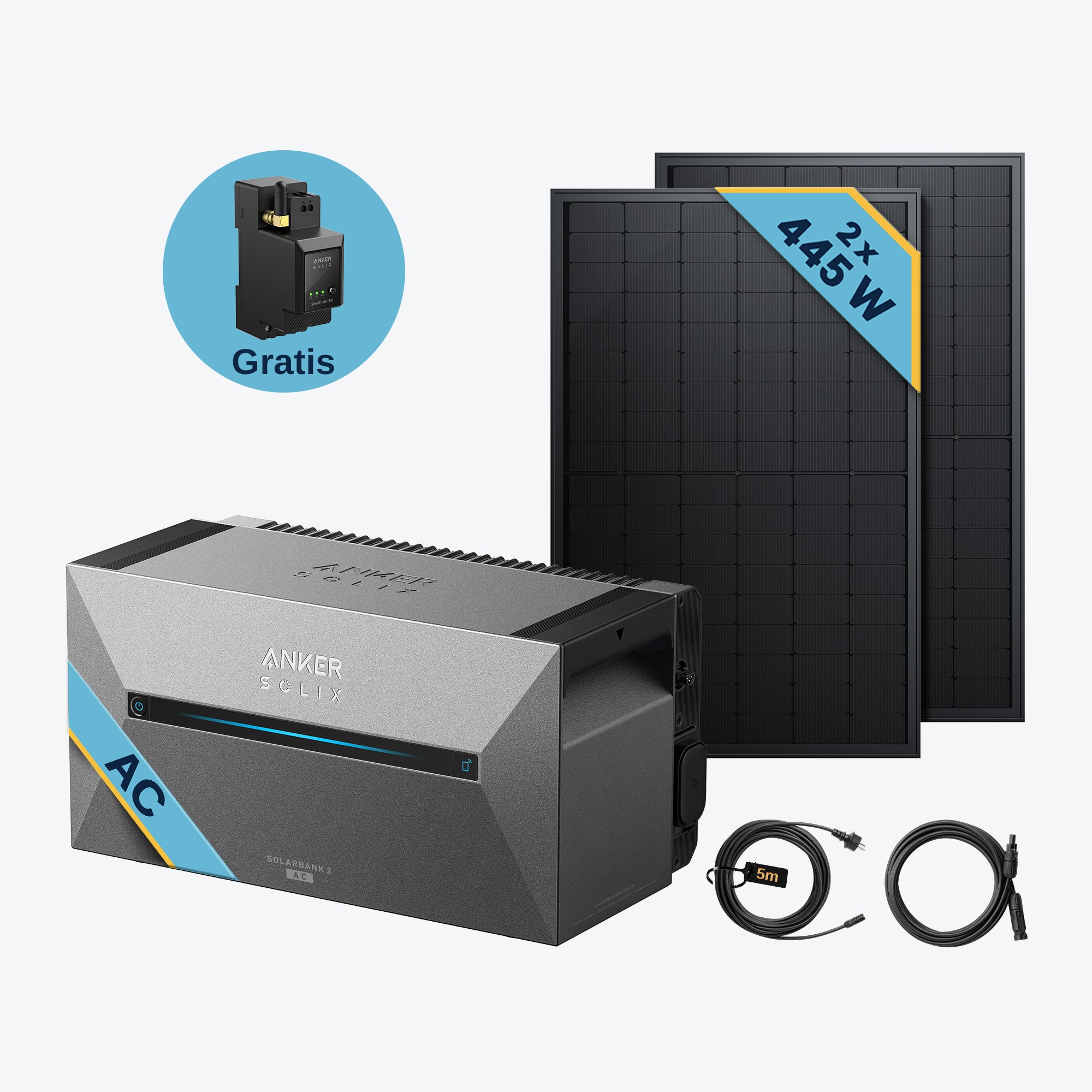 Solarbank 2 E1600 AC mit 445Wp Bifaziales Solarmodul Set