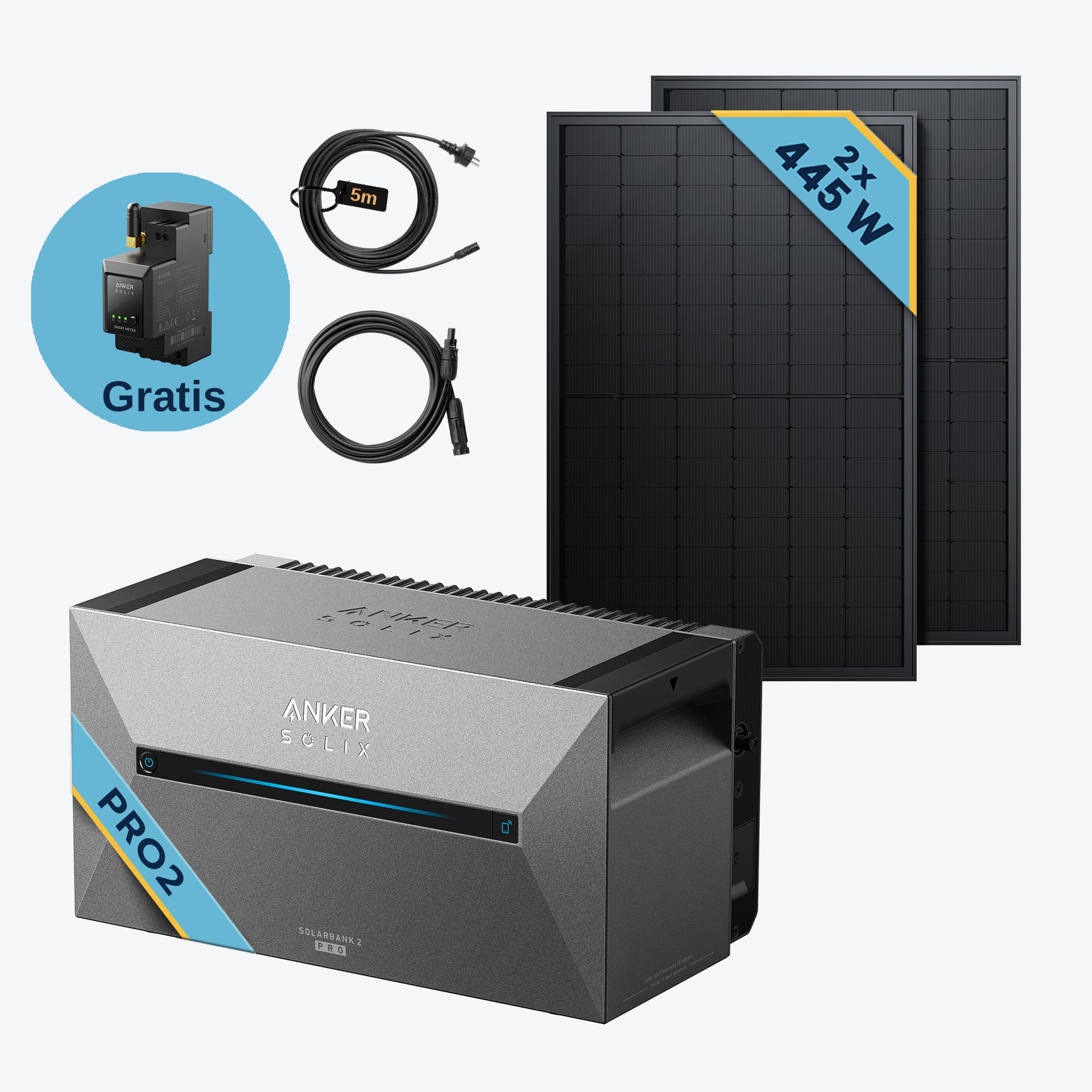 890W Balkonkraftwerk mit Speicher Anker SOLIX Solarbank 2 PRO