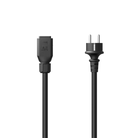 Anker SOLIX AC-Kabel mit Schuko-Stecker 15m mit Schuko-Stecker und Anschluss für Energiespeichersystem.