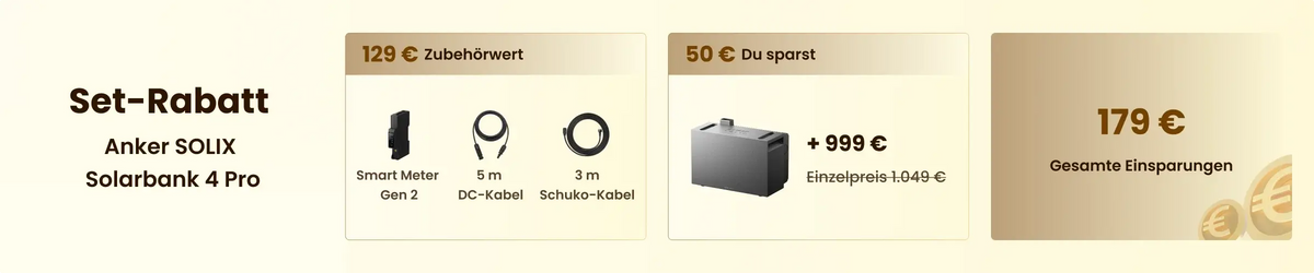 Anker SOLIX Solarbank 4 Pro Set mit PV-Modulen und Zubehör