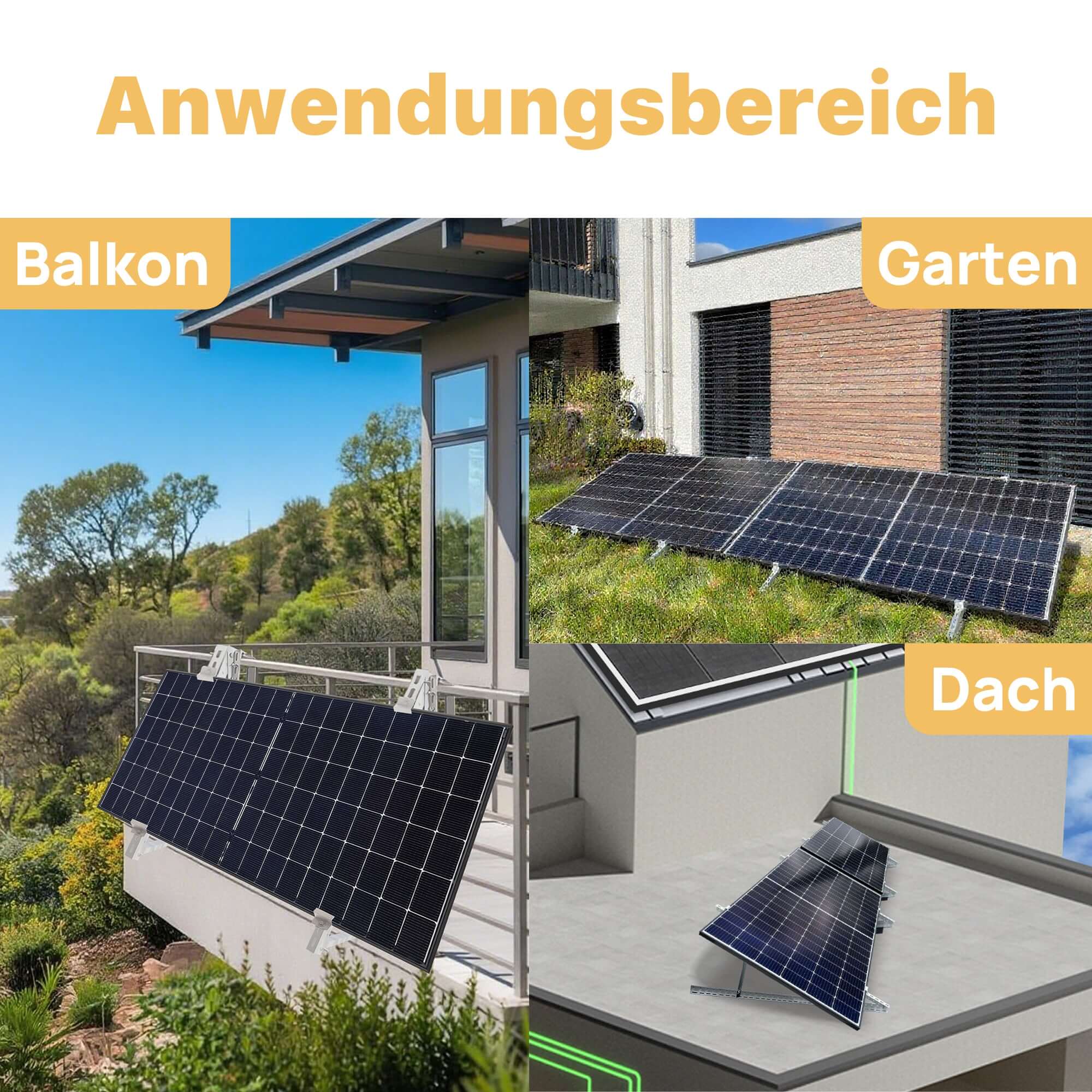 Neu Solarmodul Balkon Halterung für den Flachdach, Garten und Wand, Solarpanel Halterung, 0%MwSt Anwendungsbereich Balkon und Garten