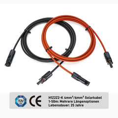 Solarkabel Verlängerung mit 4mm Solarstecker - PV-Kabel 4mm²/6mm², beidseitig konfektioniert (1m-20m)