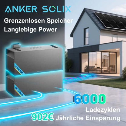 🎉 Treuekunden sparen 130 € ✨ Anker SOLIX BP2700 Erweiterungsakku, 2700Wh Speicher für die flexible Erweiterung Ihrer Solaranlage
