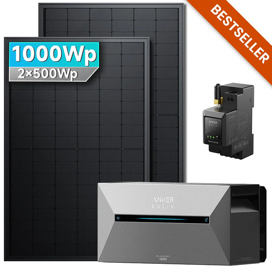 Anker SOLIX Solarbank 2 E1600 Pro Balkonkraftwerk Speicher mit 500Wp Solarmodul Set
