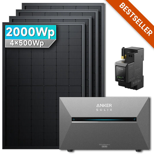 Anker SOLIX Solarbank 3 E2700 Pro Balkonkraftwerk Speicher mit 500Wp Solarmodul und MC4 Solarkabel Set