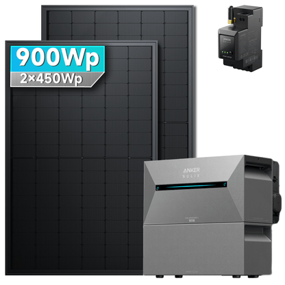 Anker SOLIX Solarbank 2 E1600 AC Balkonkraftwerk speicher mit 450/500Wp Bifaziales Solarmodul Set, 900Wp total.