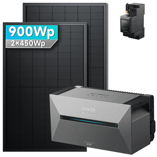 Anker SOLIX Solarbank 2 E1600 AC Balkonkraftwerk speicher mit 450/500Wp Bifaziales Solarmodul Set