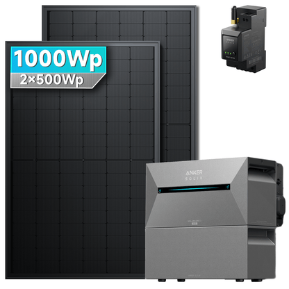 Anker SOLIX Solarbank 2 E1600 AC Balkonkraftwerk speicher mit 450/500Wp Bifaziales Solarmodul Set und 1000Wp Leistung.