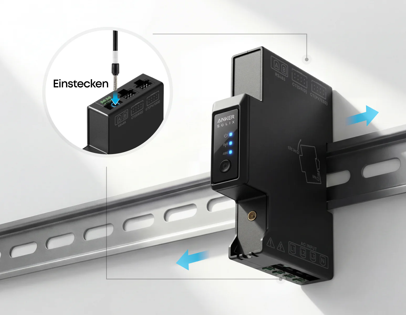 Anker SOLIX Smart Meter Gen 2 Hutschienenmontage mit Einsteck-Anschluss, ideal für PV- und Speichersysteme