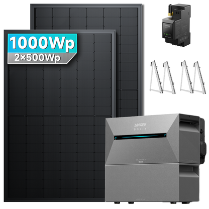 Anker SOLIX Solarbank 2 E1600 Pro Balkonkraftwerk mit Speicher 1000W Balkon halterung Set mit BP2700x2 Erweiterungsakku