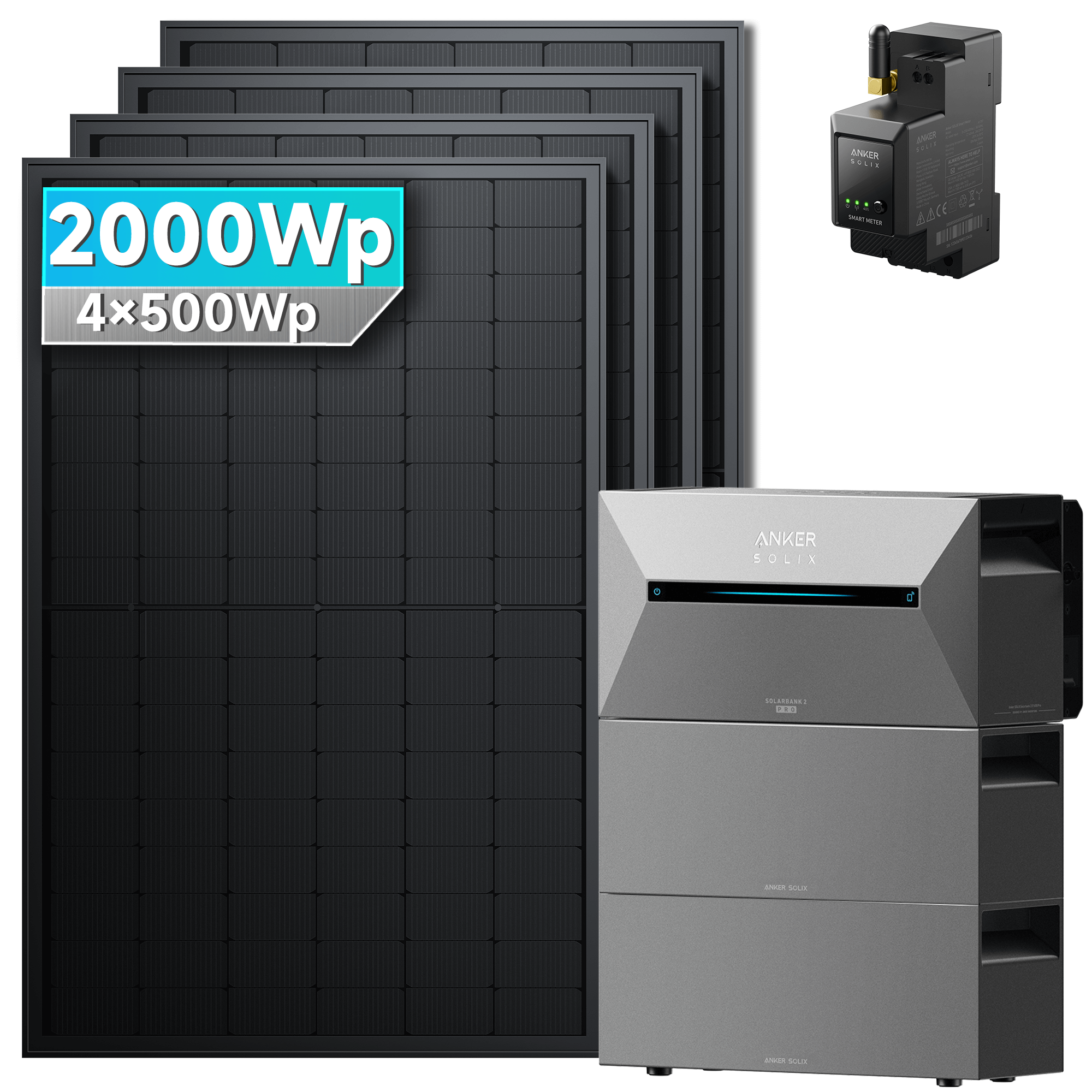 Anker SOLIX Solarbank 2 E1600 Pro Balkonkraftwerk mit Speicher 2000W mit BP2700x2 Erweiterungsakku Set