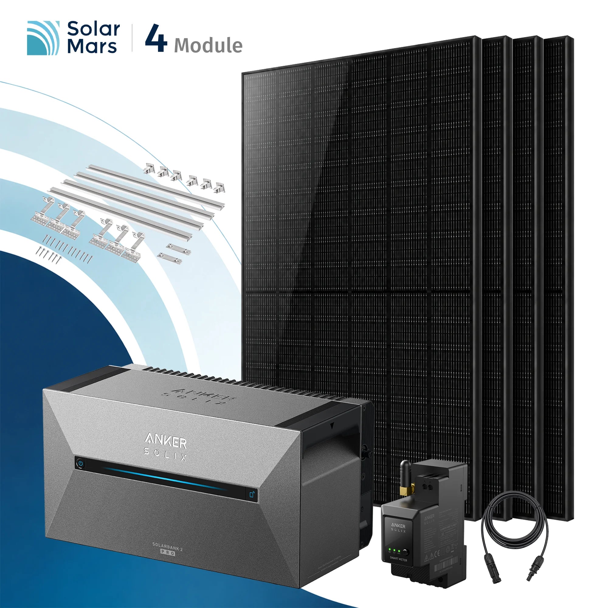Balkonkraftwerk 2000 Watt mit Speicher Anker SOLIX Solarbank 2 E1600 Pro Komplettsystem Ziegeldach Halterung Set