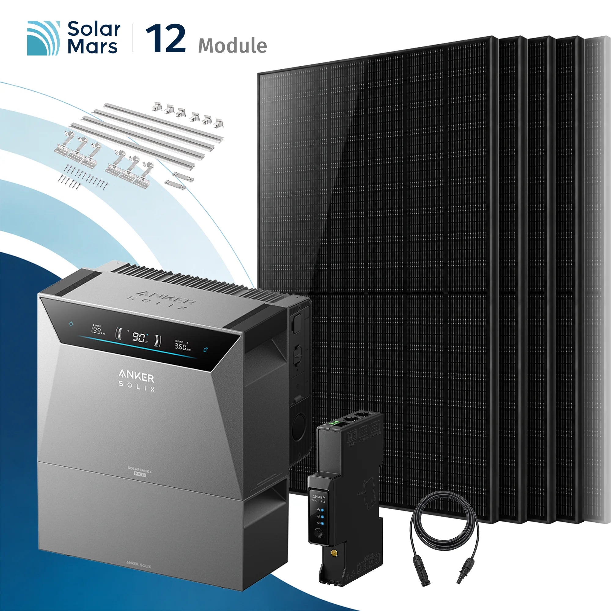 Anker SOLIX Solarbank 4 E5000 Pro Balkonkraftwerk mit Speicher 6000W Ziegeldach halterung Set mit BP2700 Erweiterungsakku