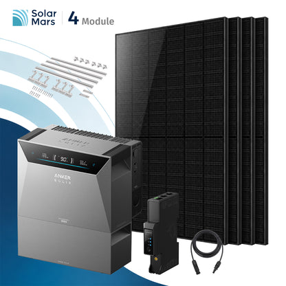 Anker SOLIX Solarbank 4 Pro 2000Wp Balkonkraftwerk Set mit 4×500Wp Modulen, 1 Zusatzakku und Ziegeldach-Halterung