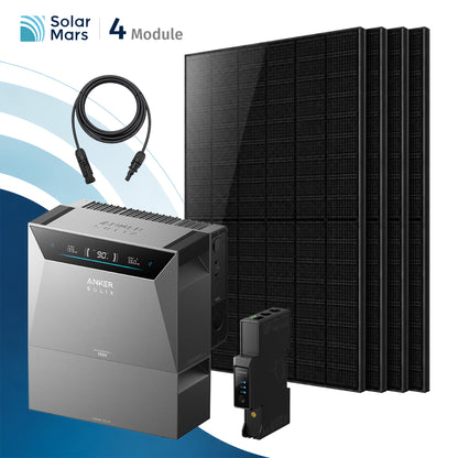 Anker SOLIX Solarbank 4 Pro 2000Wp Balkonkraftwerk Set mit 4×500Wp Modulen, 1 Zusatzakku