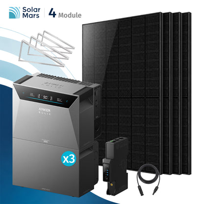 Anker SOLIX Solarbank 4 Pro 2000Wp Balkonkraftwerk Set mit 4×500Wp Modulen, 3 Zusatzakku und Flachdach-Halterung
