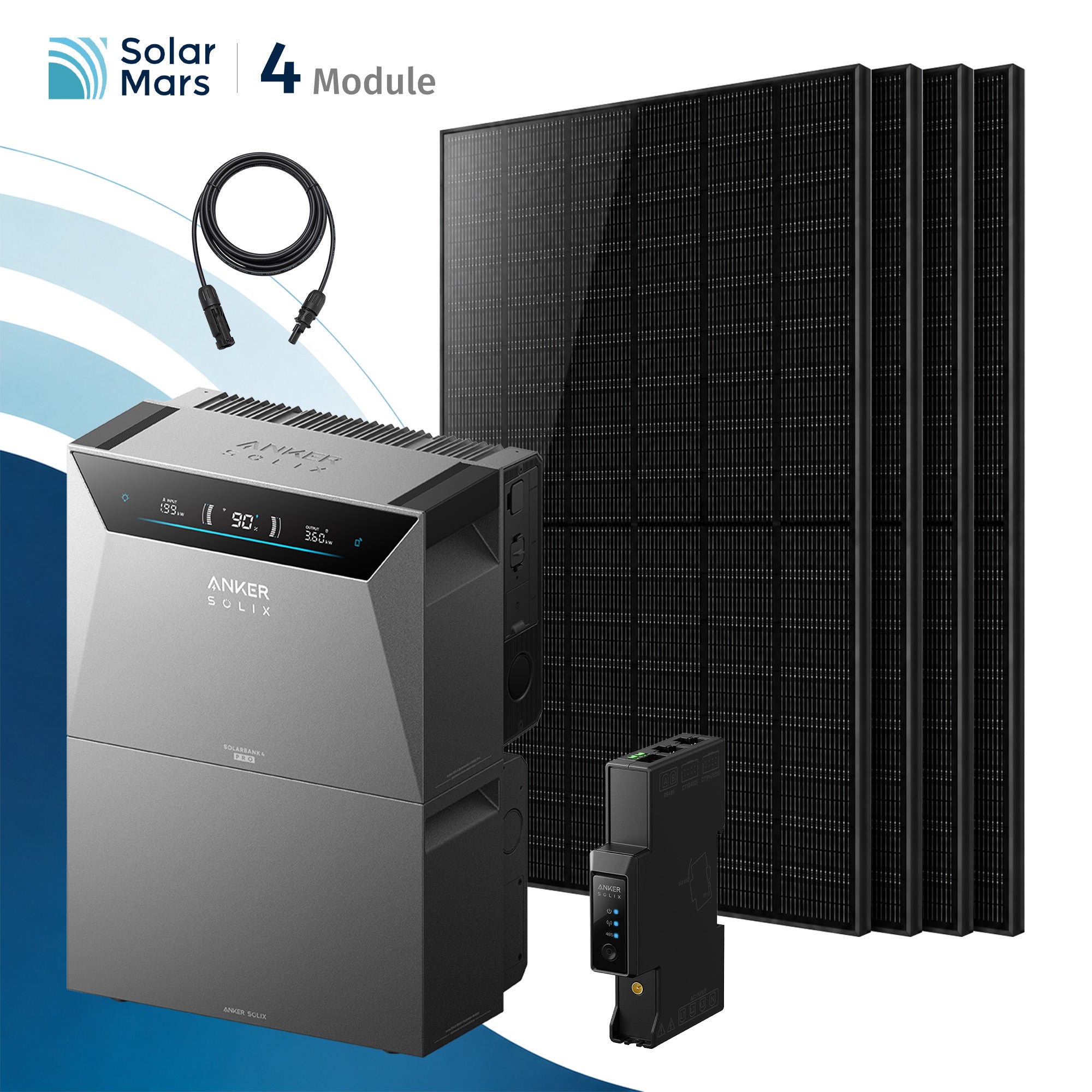 Anker SOLIX Solarbank 4 Pro 2000Wp Balkonkraftwerk Set mit 4×500Wp Modulen