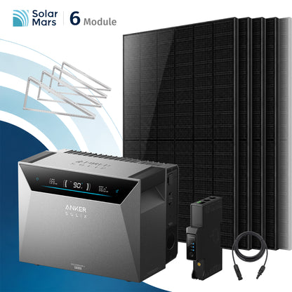 Anker SOLIX Solarbank 4 Pro 3000Wp Balkonkraftwerk Set mit 6×500Wp Modulen und Flachdach-Halterung
