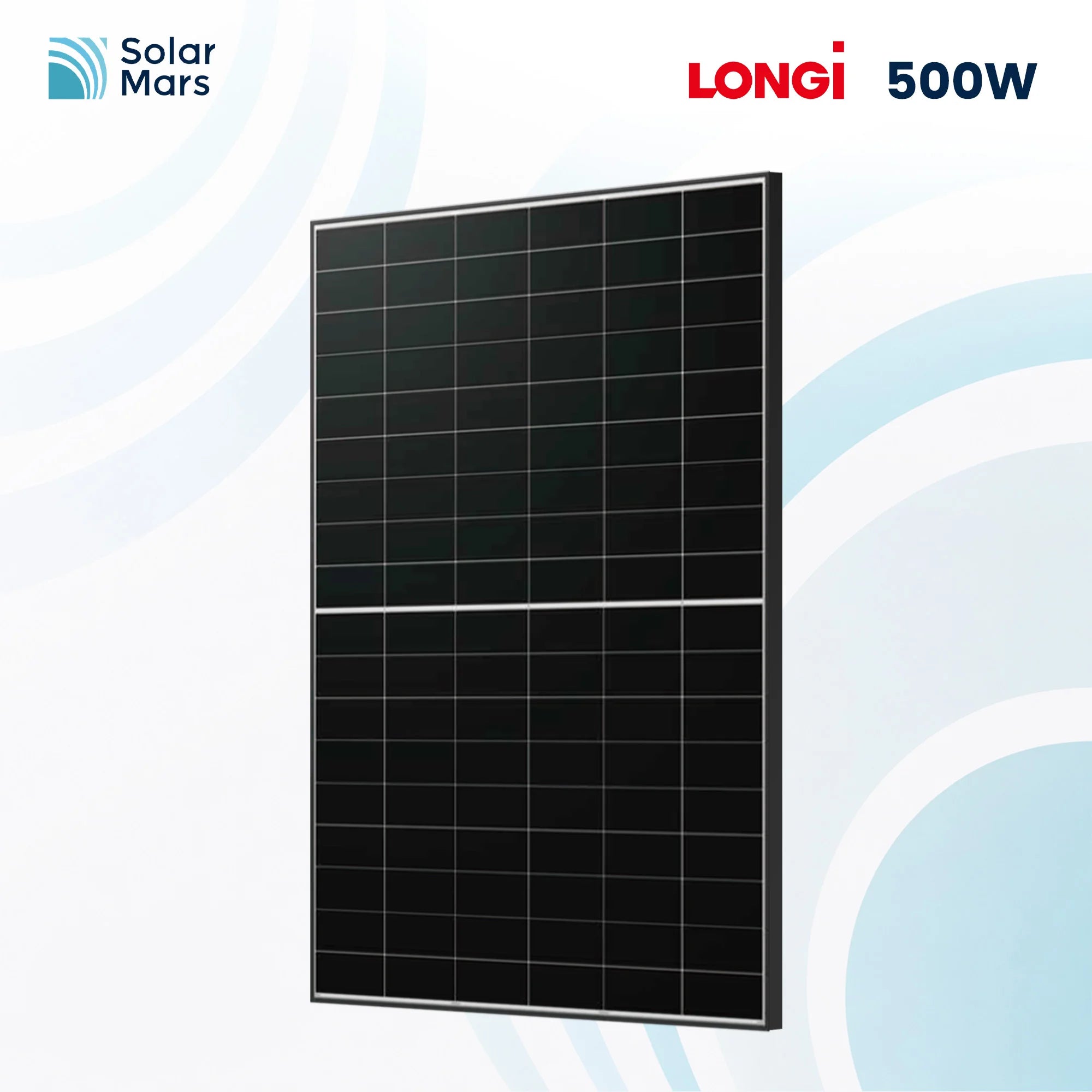 LONGi 500W Hi-MO X10 Solarmodul bei Solar Mars – Vollständiges Schwarzdesign, Bloomberg Tier 1 Zertifizierung für höchste Qualität.