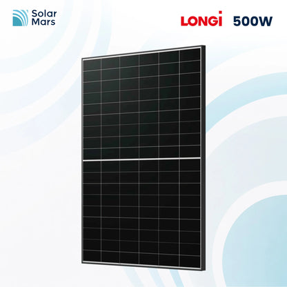 LONGi 500W Hi-MO X10 Solarmodul bei Solar Mars – Vollständiges Schwarzdesign, Bloomberg Tier 1 Zertifizierung für höchste Qualität.
