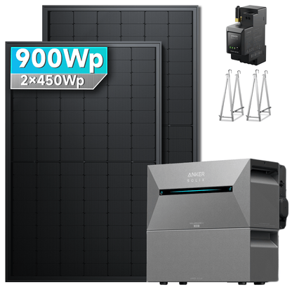 Anker SOLIX Solarbank 2 E1600 Pro Balkonkraftwerk speicher mit 450Wp Solarmodul und MC4 Solarkabel Set