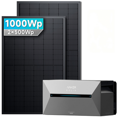 Anker SOLIX Solarbank 2 E1600 Pro mit 500Wp Bifaziales Solarmodul Basic Set