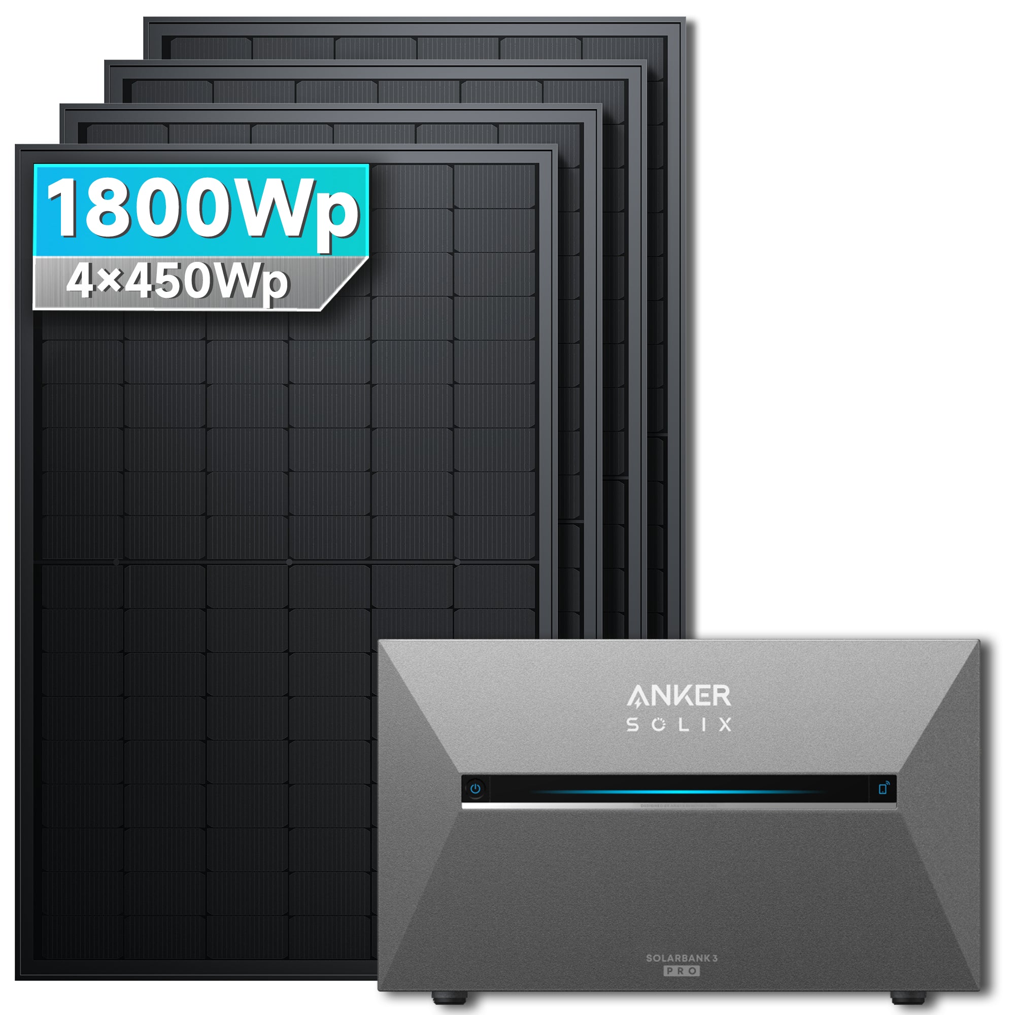 Anker SOLIX Solarbank 3 E2700 Pro Balkonkraftwerk speicher mit 450Wp Solarmodul Basic-Set with solar panels