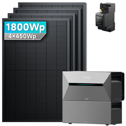 Anker SOLIX Solarbank 2 E1600 Pro Balkonkraftwerk speicher mit 450Wp Solarmodul und MC4 Solarkabel Set