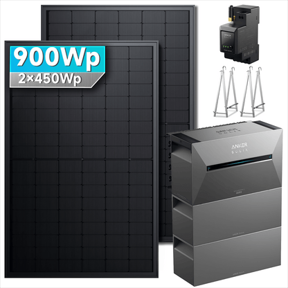 Anker SOLIX Solarbank 3 E2700 Pro Balkonkraftwerk speicher mit 450Wp Solarmodul und MC4 Solarkabel Set