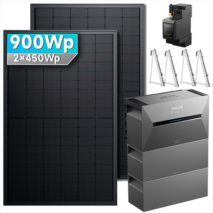 Anker SOLIX Solarbank 3 E2700 Pro Balkonkraftwerk Speicher mit 450Wp Solarmodul und MC4 Solarkabel Set