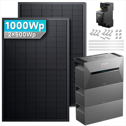 Anker SOLIX Solarbank 3 E2700 Pro Balkonkraftwerk speicher mit 500Wp Solarmodul und MC4 Solarkabel Set