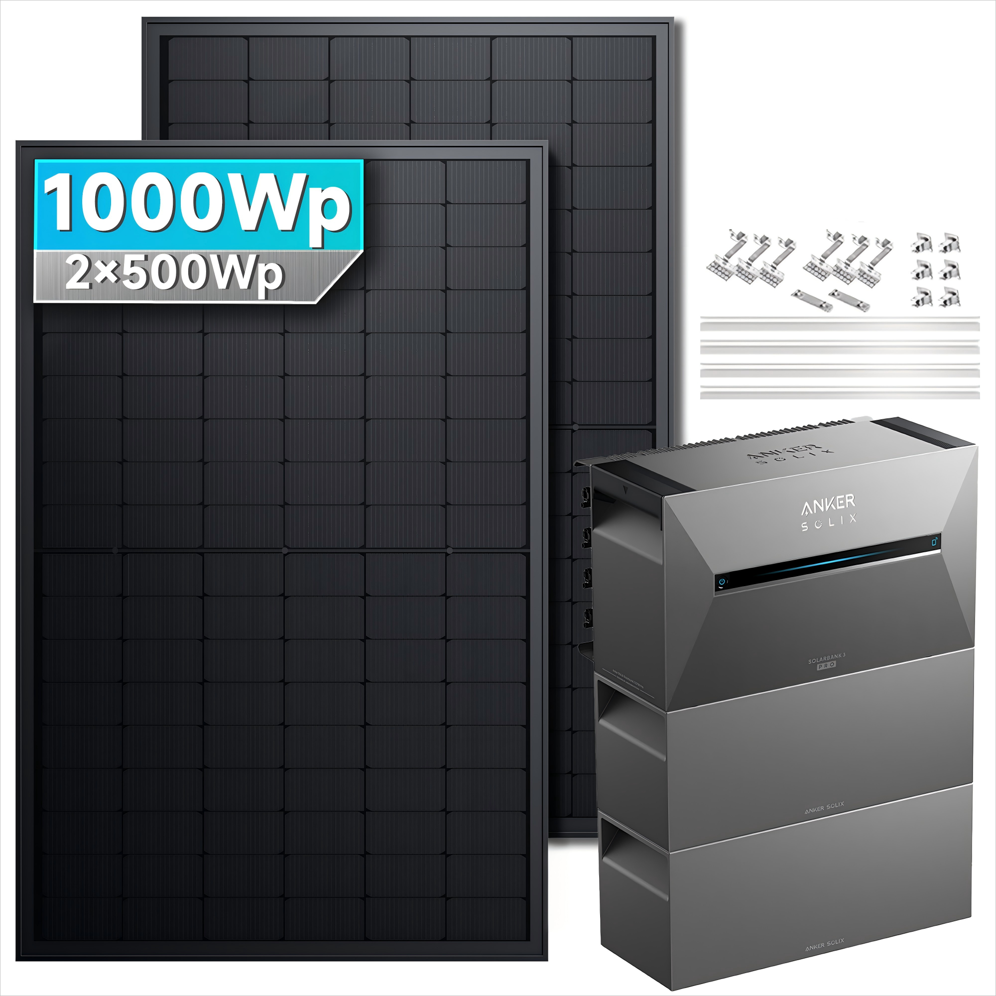 Anker SOLIX Solarbank 3 E2700 Pro Balkonkraftwerk Speicher mit 500Wp Solarmodul Basic-Set
