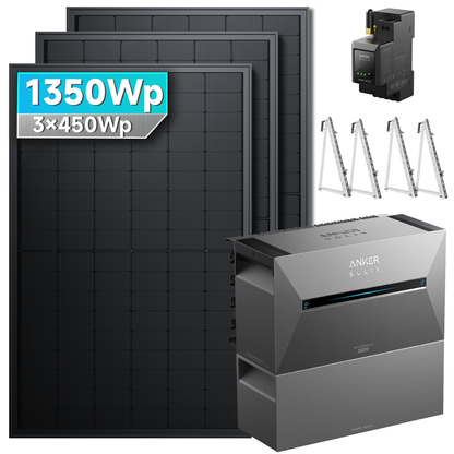 Anker SOLIX Solarbank 3 E2700 Pro Balkonkraftwerk Speicher mit 450Wp Solarmodul und MC4 Solarkabel Set
