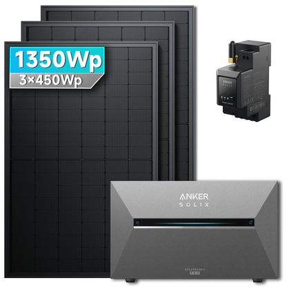 Anker SOLIX Solarbank 3 E2700 Pro Balkonkraftwerk speicher mit 450Wp Solarmodul und MC4 Solarkabel Set