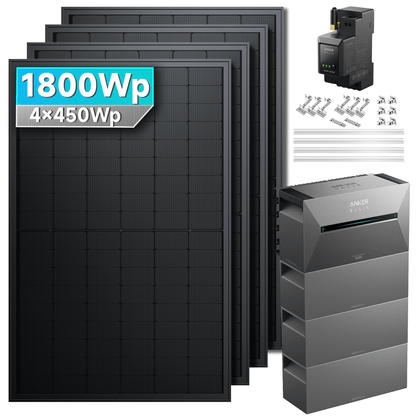Anker SOLIX Solarbank 3 E2700 Pro Balkonkraftwerk speicher mit 450Wp Solarmodul und MC4 Solarkabel Set