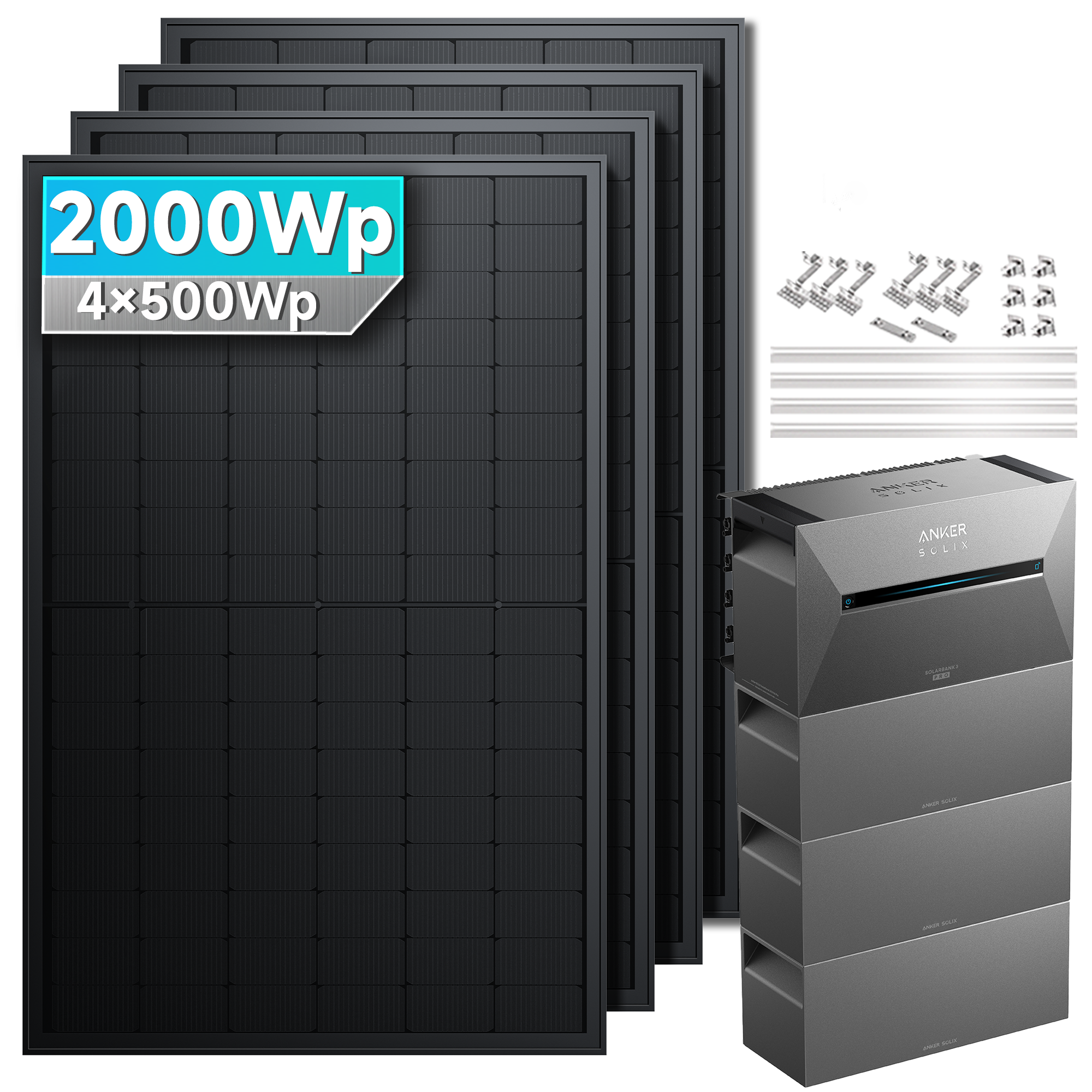 Anker SOLIX Solarbank 3 E2700 Pro Balkonkraftwerk Speicher mit 500Wp Solarmodul Basic-Set