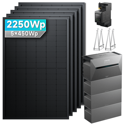Anker SOLIX Solarbank 3 E2700 Pro Balkonkraftwerk speicher mit 450Wp Solarmodul und MC4 Solarkabel Set