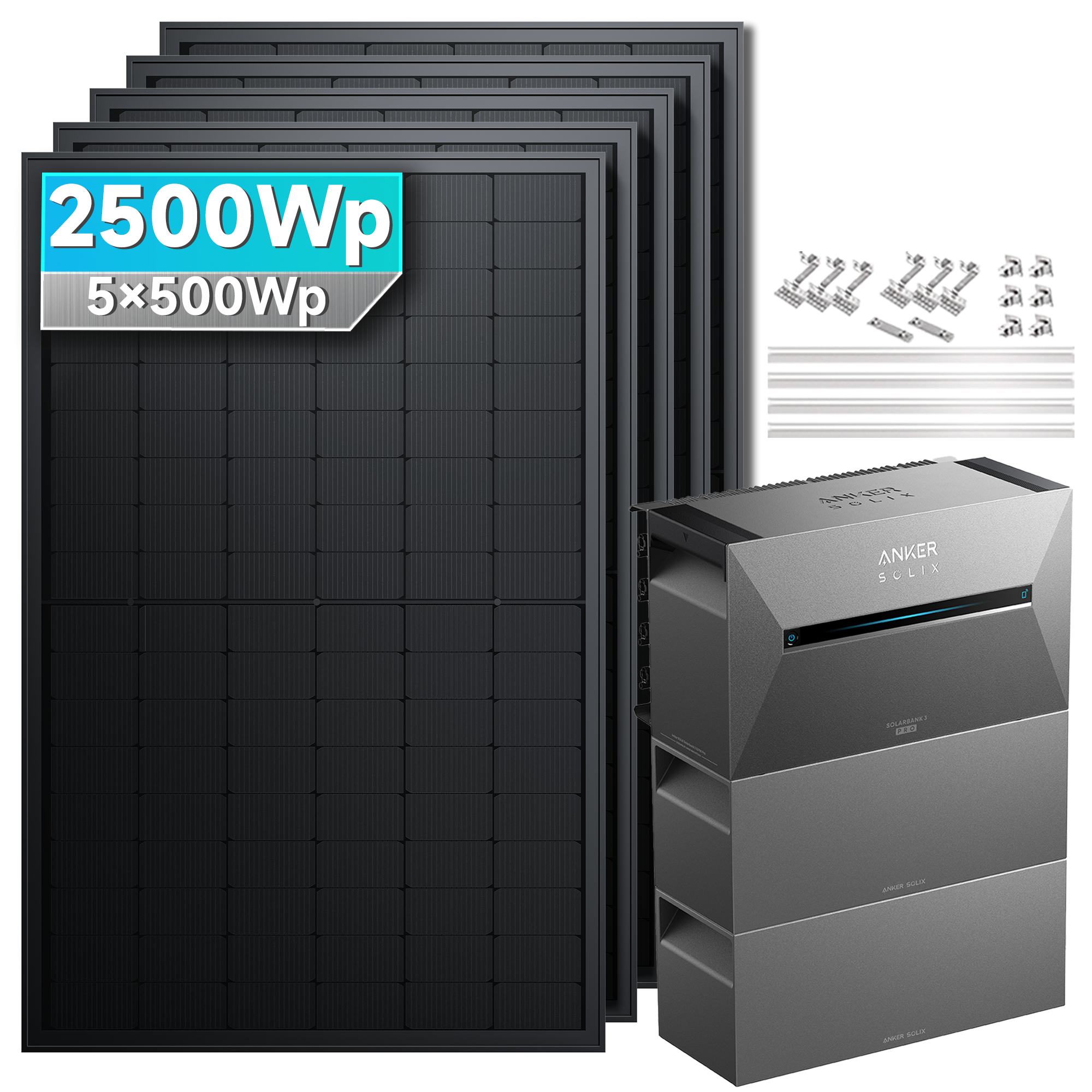 Anker SOLIX Solarbank 3 E2700 Pro Balkonkraftwerk Speicher mit 500Wp Solarmodul Basic-Set