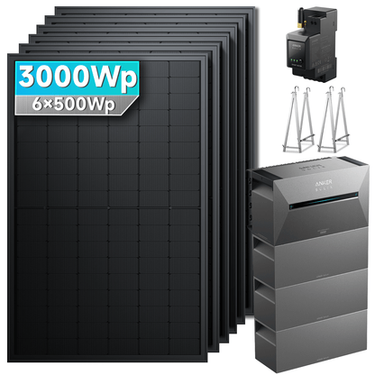 Anker SOLIX Solarbank 3 E2700 Pro Balkonkraftwerk speicher mit 500Wp Solarmodul und MC4 Solarkabel Set