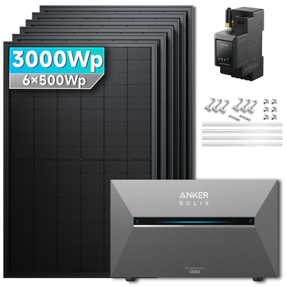 Anker SOLIX Solarbank 3 E2700 Pro Balkonkraftwerk speicher mit 500Wp Solarmodul und MC4 Solarkabel Set