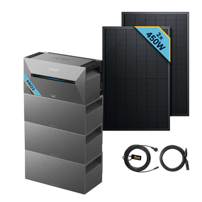 Anker SOLIX Solarbank 2 E1600 Pro Balkonkraftwerk speicher mit 450Wp Solarmodul Basic-Set und 450W Solarmodulen