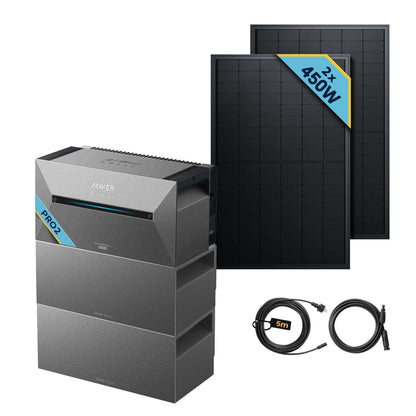 Anker SOLIX Solarbank 2 E1600 Pro Balkonkraftwerk speicher mit 450Wp Solarmodul Basic-Set im Bild.