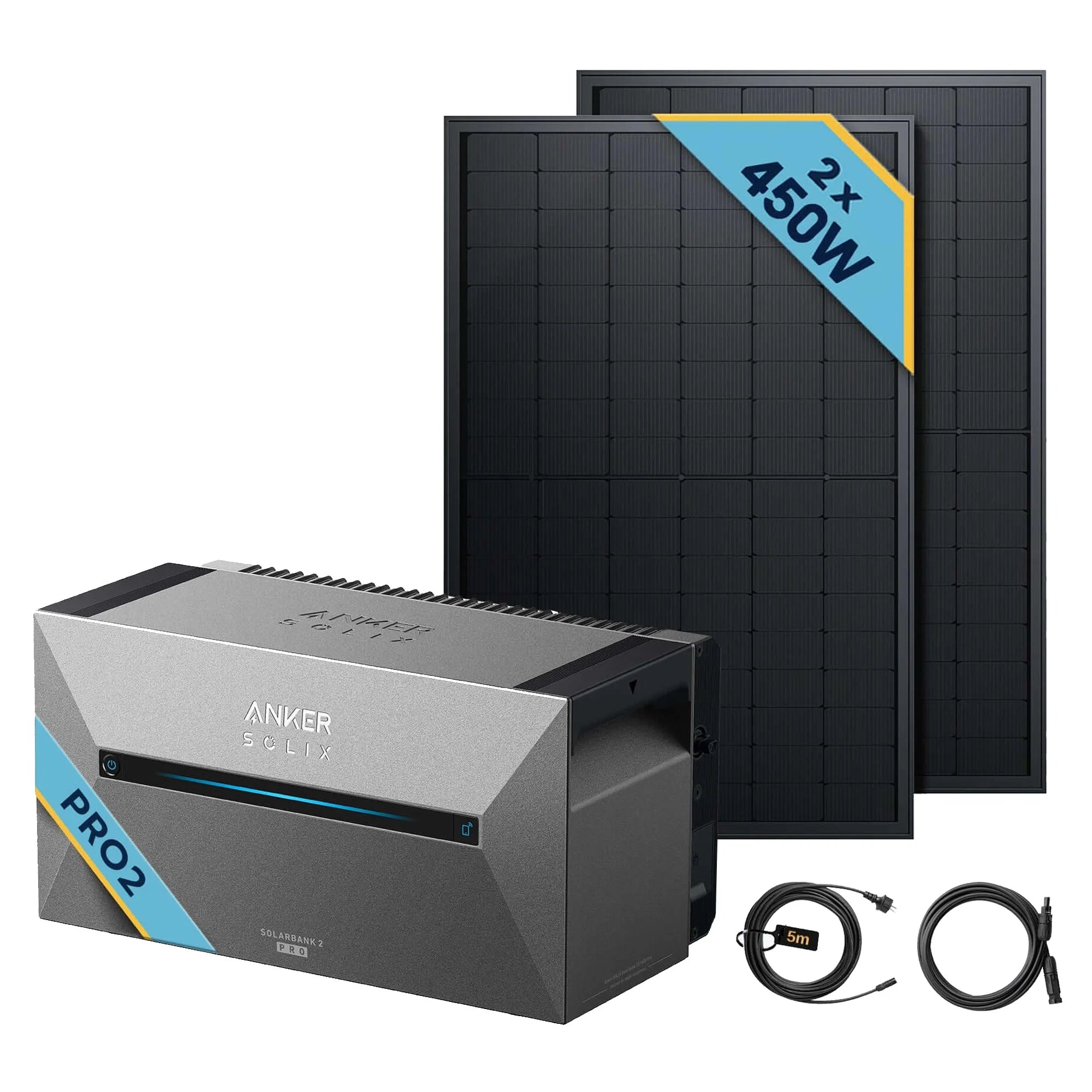 Anker SOLIX Solarbank 2 E1600 Pro Balkonkraftwerk speicher mit 450Wp Solarmodul Basic-Set