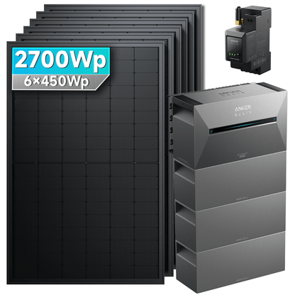 Anker SOLIX Solarbank 3 E2700 Pro Balkonkraftwerk speicher mit 450Wp Solarmodul und MC4 Solarkabel Set