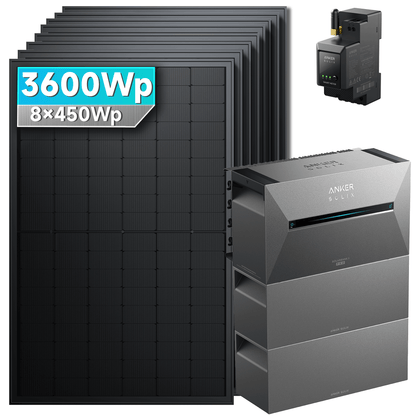 Anker SOLIX Solarbank 3 E2700 Pro Balkonkraftwerk speicher mit 450Wp Solarmodul und MC4 Solarkabel Set